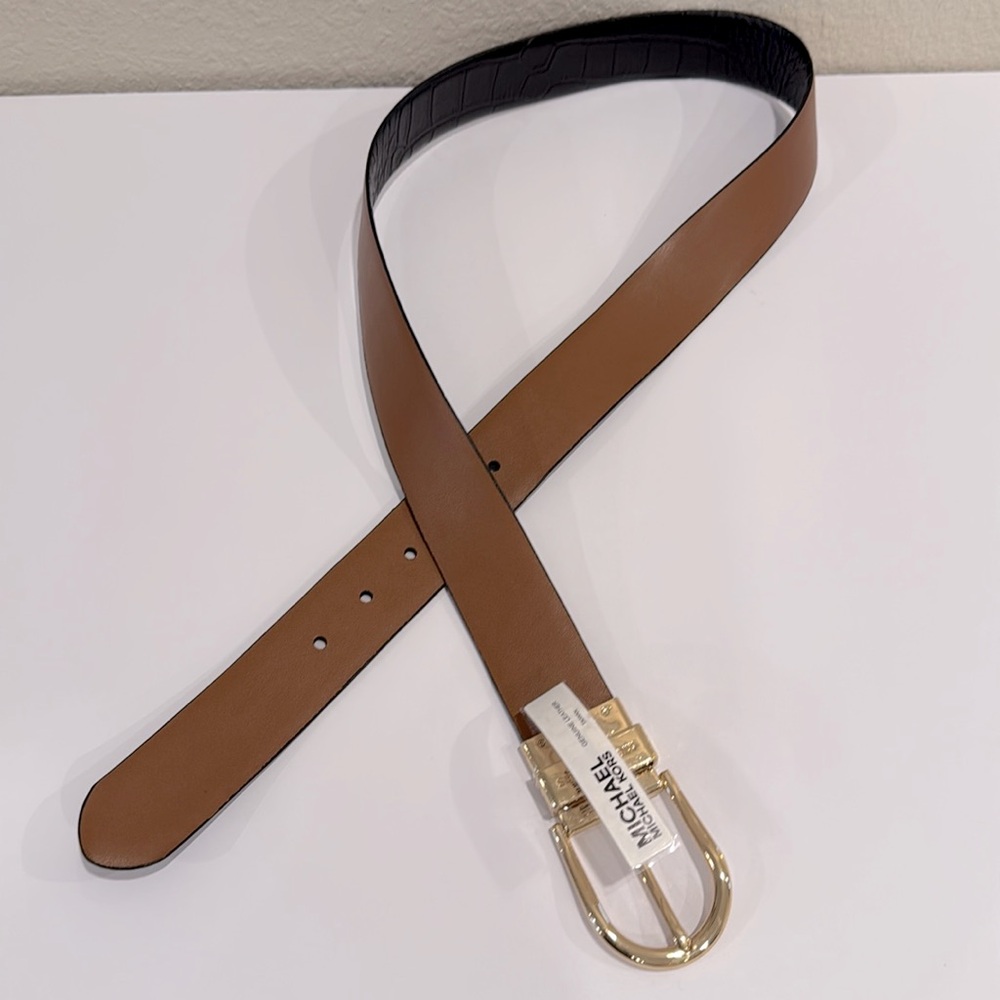 Michael Kors Reversible Croc-Embossed Black Brown Belt (size medium) - Picture 4 of 7